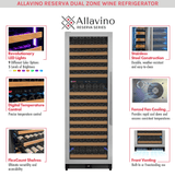 Allavino Reserva Series 172 Bottle Dual Zone Built - in Wine Refrigerator with Stainless Steel Door - Allavino - Buy at Wine Coolers Online