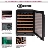 Allavino Reserva Series 50 Bottle Single Zone Built - in Wine Cooler Refrigerator with Black Glass Door - Allavino - Buy at Wine Coolers Online