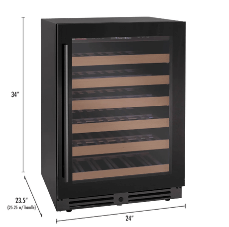 Allavino Reserva Series 50 Bottle Single Zone Built - in Wine Cooler Refrigerator with Black Glass Door - Allavino - Buy at Wine Coolers Online