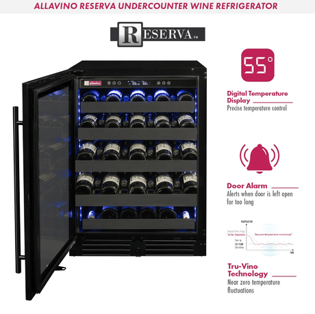 Allavino Reserva Series 50 Bottle Single Zone Built - in Wine Cooler Refrigerator with Black Stainless Door BDW5034S - 1BSL - Allavino - Buy at Wine Coolers Online