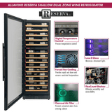 Allavino Reserva Series 67 Bottle 71" Tall Dual Zone Black Shallow Wine Refrigerator with Wood Front Shelves - Allavino - Buy at Wine Coolers Online