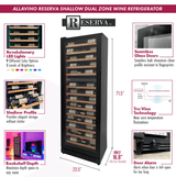 Allavino Reserva Series 67 Bottle 71" Tall Dual Zone Black Shallow Wine Refrigerator with Wood Front Shelves - Allavino - Buy at Wine Coolers Online