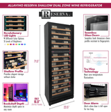 Allavino Reserva Series 67 Bottle 71" Tall Dual Zone Black Shallow Wine Refrigerator with Wood Front Shelves - Allavino - Buy at Wine Coolers Online