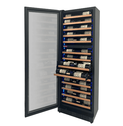Allavino Reserva Series 67 Bottle 71" Tall Dual Zone Black Shallow Wine Refrigerator with Wood Front Shelves - Allavino - Buy at Wine Coolers Online