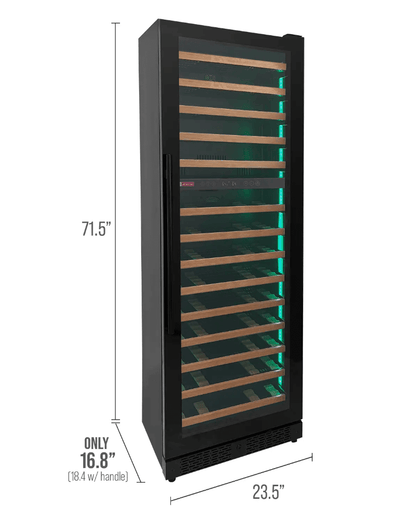 Allavino Reserva Series 67 Bottle 71" Tall Dual Zone Black Shallow Wine Refrigerator with Wood Front Shelves - Allavino - Buy at Wine Coolers Online