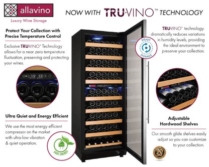 Allavino Vite Series 99 Bottle Dual Zone Freestanding Wine Cooler Refrigerator with Right Hinge Stainless Steel Door YHWR99 - 2SR20 - Allavino - Buy at Wine Coolers Online