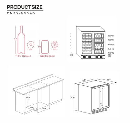 Dual Zone Wine & Beverage Cooler by Empava EMPV - BR04D - Empava - Buy at Wine Coolers Online