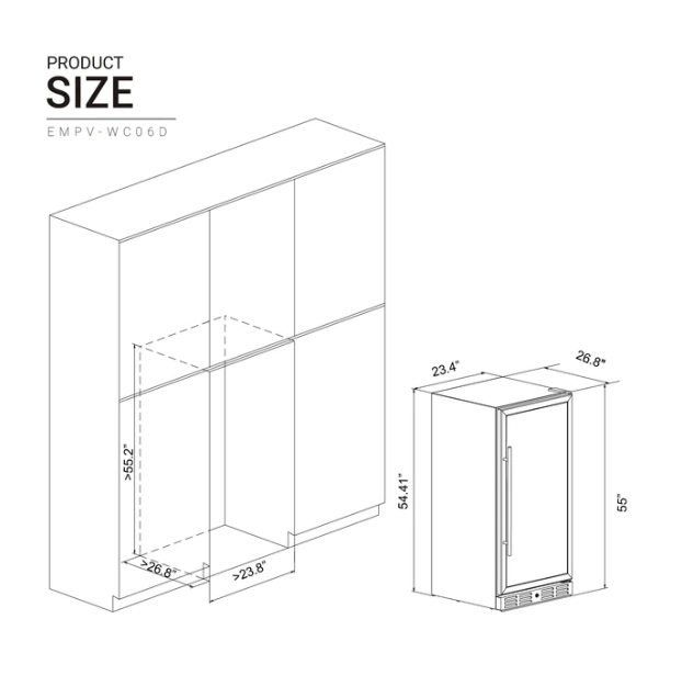 Empava EMPV - WC06D Dual Zone Wine Cooler 116 - Bottle Capacity - Empava - Buy at Wine Coolers Online