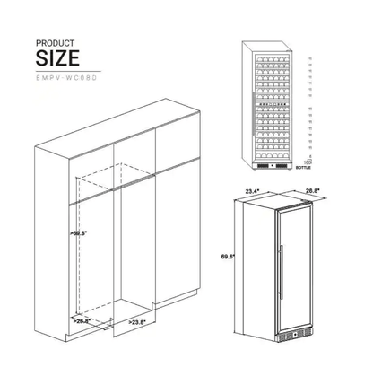 Empava EMPV - WC08D 160 - Bottle Dual Zone Wine Refrigerator - Empava - Buy at Wine Coolers Online