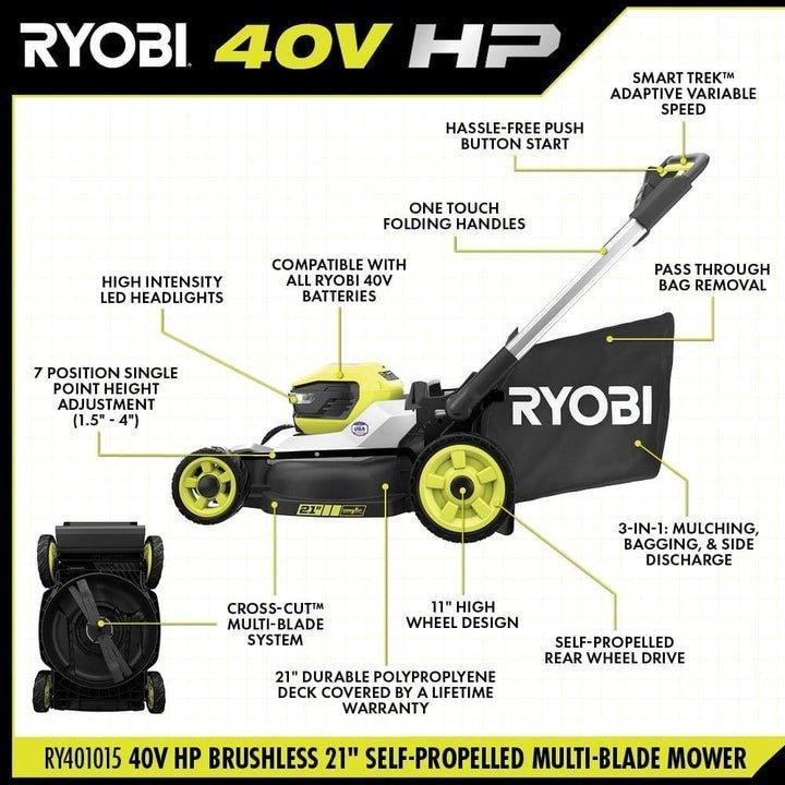 40V HP Brushless 21″ Self - Propelled Multi - Blade Mower Kit - Ezonesglobal - Buy at Wine Coolers Online
