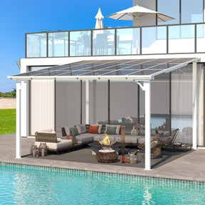 Aecojoy 12 ft x 12 ft White Aluminum Pergola with Canopy - Ezonesglobal - Buy at Wine Coolers Online