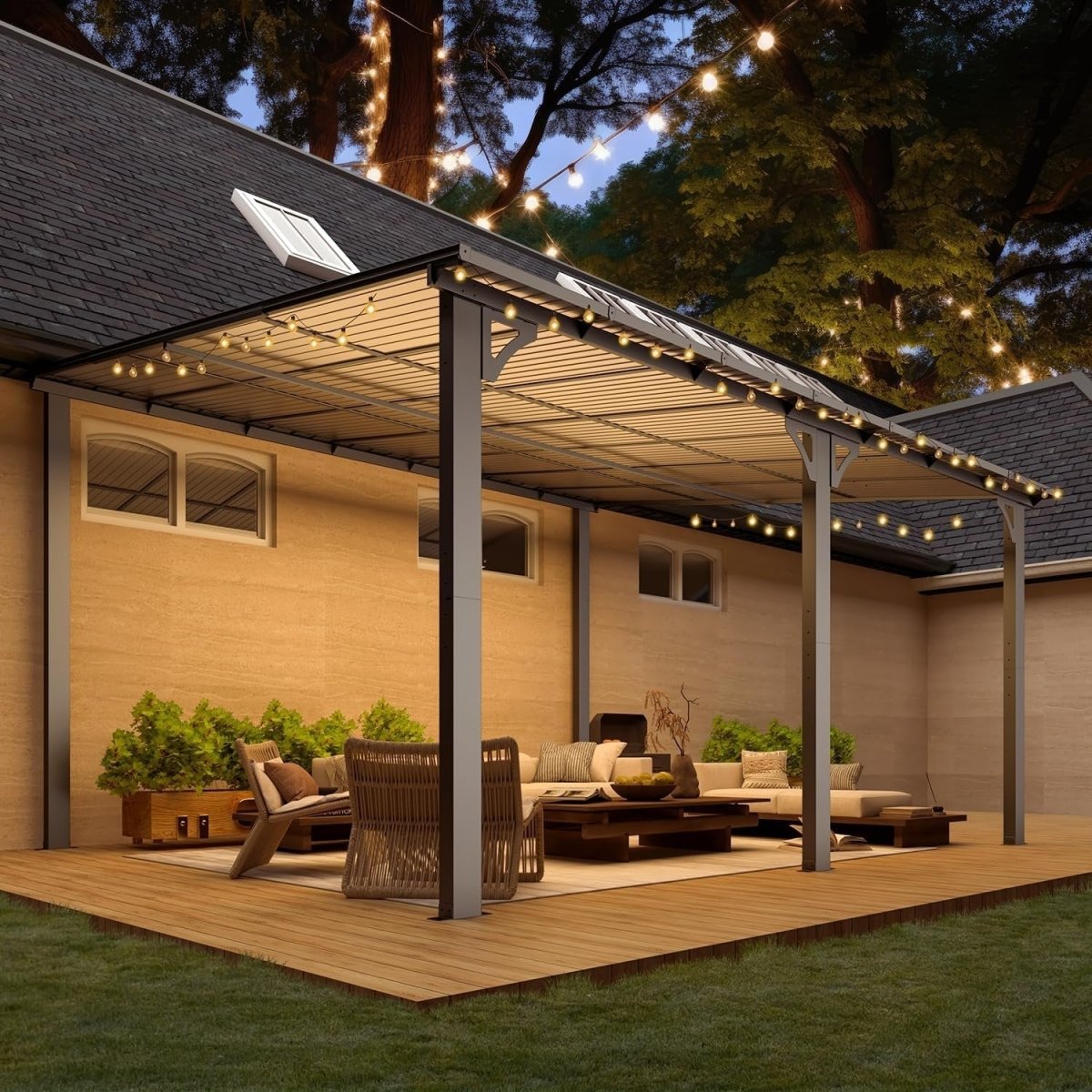 Aecojoy 14×12 ft Aluminum Pergola with Canopy - Ezonesglobal - Buy at Wine Coolers Online