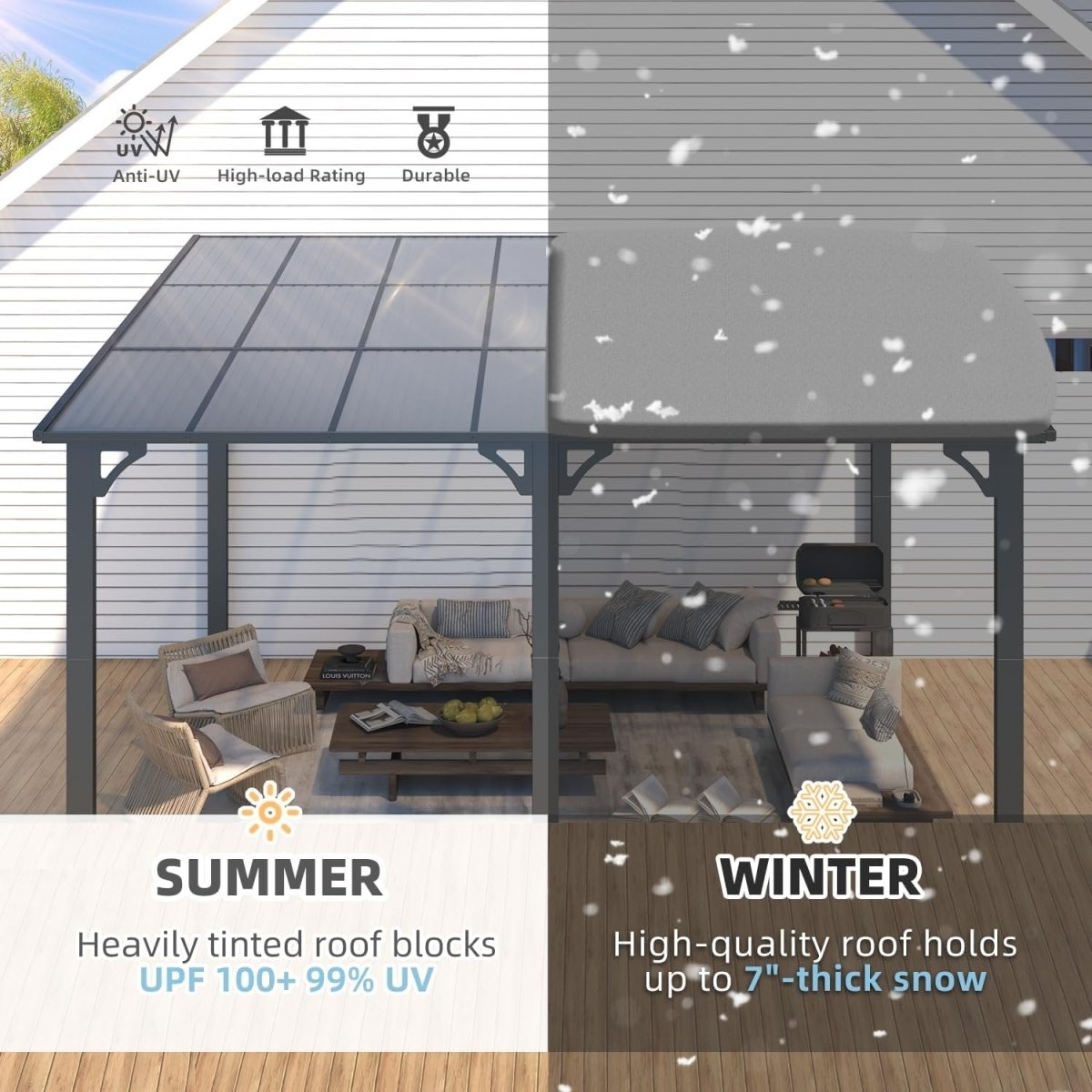 Aecojoy 14×12 ft Aluminum Pergola with Canopy - Ezonesglobal - Buy at Wine Coolers Online