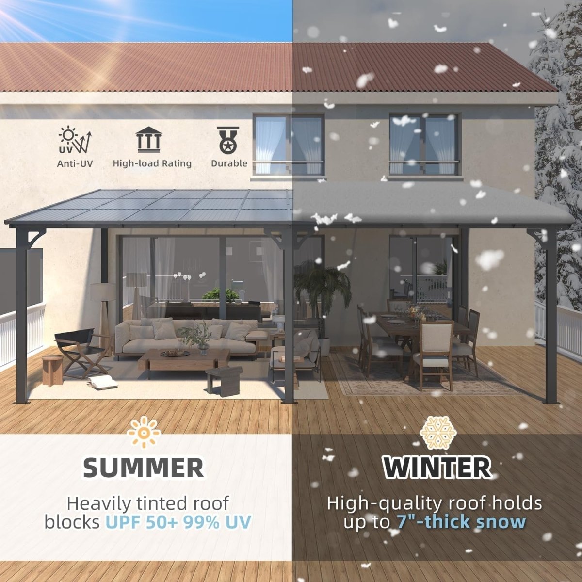 Aecojoy 20’x12′ Wall Mounted Gazebos Pergola - Ezonesglobal - Buy at Wine Coolers Online