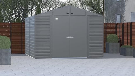 Arrow Select 10′ x 12′ Outdoor Lockable Steel Storage Shed Building, Charcoal - Ezonesglobal - Buy at Wine Coolers Online