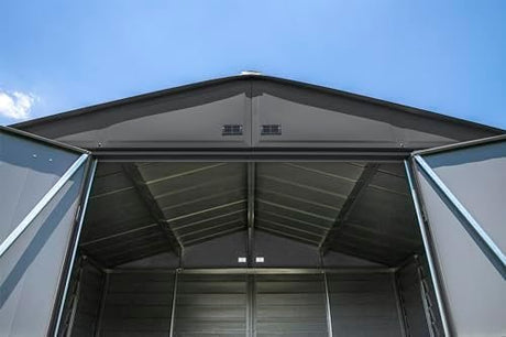 Arrow Select 10′ x 12′ Outdoor Lockable Steel Storage Shed Building, Charcoal - Ezonesglobal - Buy at Wine Coolers Online