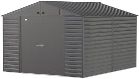 Arrow Select 10′ x 12′ Outdoor Lockable Steel Storage Shed Building, Charcoal - Ezonesglobal - Buy at Wine Coolers Online