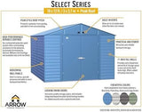 Arrow Select 10′ x 12′ Outdoor Lockable Steel Storage Shed Building, Charcoal - Ezonesglobal - Buy at Wine Coolers Online