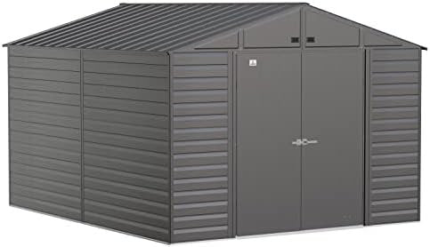 Arrow Select 10′ x 12′ Outdoor Lockable Steel Storage Shed Building, Charcoal - Ezonesglobal - Buy at Wine Coolers Online