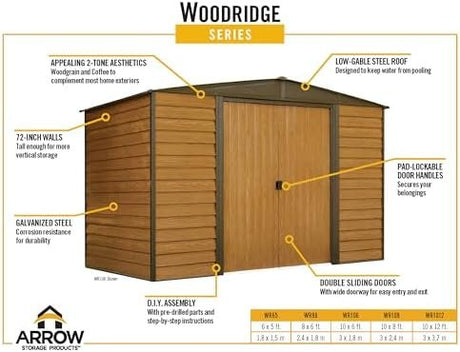 Arrow WR1012 Woodridge EG Steel Storage Shed, 10 by 12 - Feet - Ezonesglobal - Buy at Wine Coolers Online