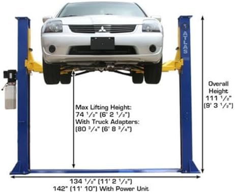 ATLAS Automotive Equipment 9KBPX 2 - Post Lift/Hoist, Baseplate Style, 9’6″ Minimum Ceiling Height, 9,000lb Capacity, Symmetric Arms, Dual Hydraulic Chain Drive Cylinders, for Low Ceiling Home Use - Ezonesglobal - Buy at Wine Coolers Online