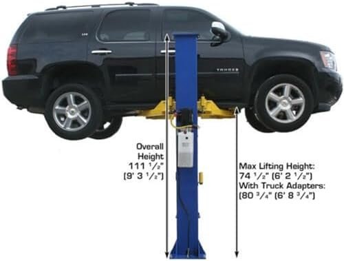 ATLAS Automotive Equipment 9KBPX 2 - Post Lift/Hoist, Baseplate Style, 9’6″ Minimum Ceiling Height, 9,000lb Capacity, Symmetric Arms, Dual Hydraulic Chain Drive Cylinders, for Low Ceiling Home Use - Ezonesglobal - Buy at Wine Coolers Online