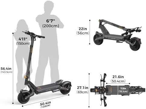 Ausom 2000W Dual Motor Folding Electric Scooter for Adults, Off Road Dual Motor E - Scooter with E - ABS and Dual Disc Brakes, 40Mph Top Speed, 56 Miles Max Range - Ezonesglobal - Buy at Wine Coolers Online
