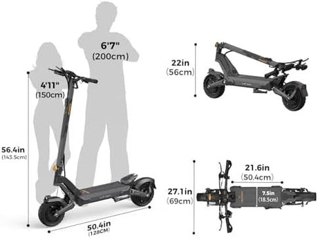 Ausom 2000W Dual Motor Folding Electric Scooter for Adults, Off Road Dual Motor E - Scooter with E - ABS and Dual Disc Brakes, 40Mph Top Speed, 56 Miles Max Range - Ezonesglobal - Buy at Wine Coolers Online