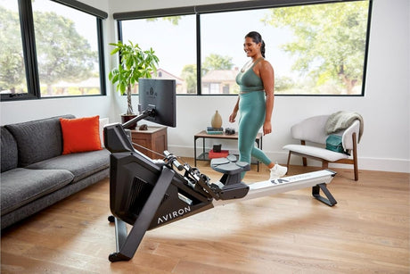Aviron Strong Series Rower: 22″ HD Touchscreen, Dual Air & Magnetic Resistance up to 100 lbs. Game - Based Workouts, Streaming, Compact Design - Ezonesglobal - Buy at Wine Coolers Online