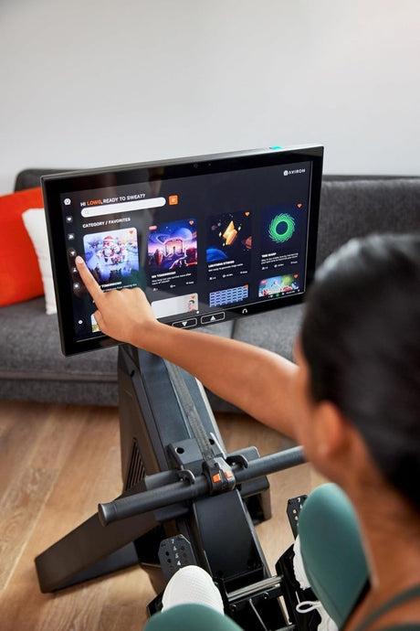 Aviron Strong Series Rower: 22″ HD Touchscreen, Dual Air & Magnetic Resistance up to 100 lbs. Game - Based Workouts, Streaming, Compact Design - Ezonesglobal - Buy at Wine Coolers Online