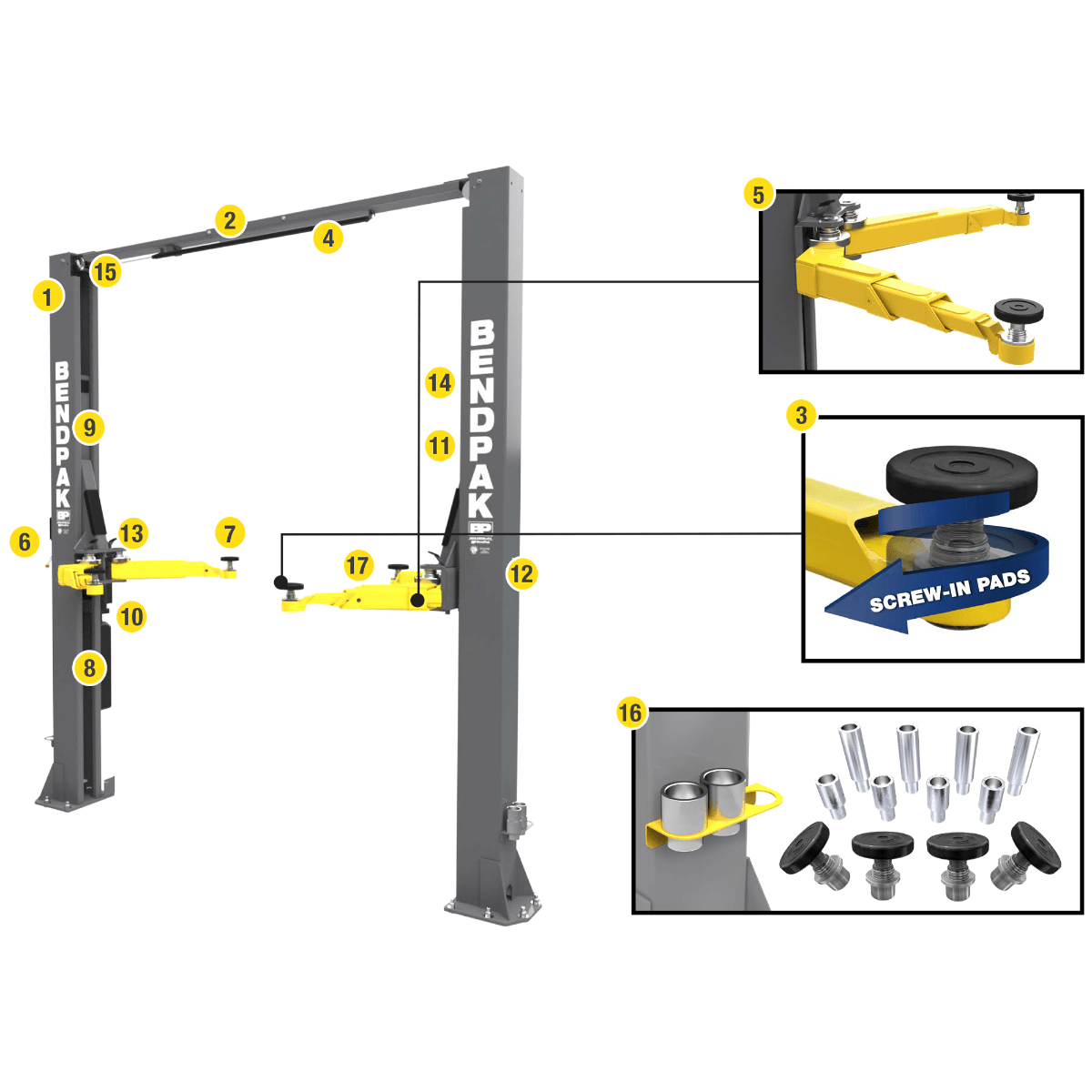 BendPak 10AP - 168 Two Post Car Lift – 10,000 - Lb Capacity – 168″ Extended Height - Ezonesglobal - Buy at Wine Coolers Online