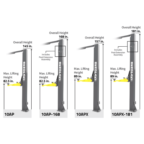 BendPak 10AP - 168 Two Post Car Lift – 10,000 - Lb Capacity – 168″ Extended Height - Ezonesglobal - Buy at Wine Coolers Online