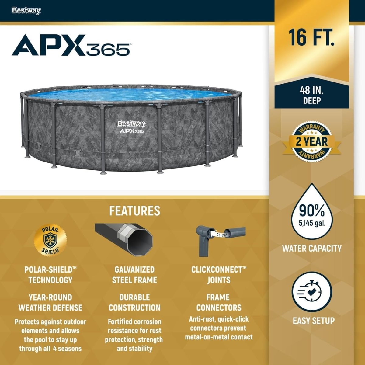 Bestway APX 365 16ft x 48 inches Round Above Ground Pool Set - Ezonesglobal - Buy at Wine Coolers Online