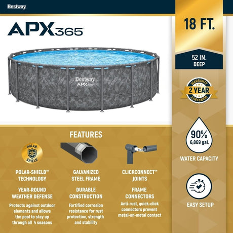 Bestway APX 365 18’x52″ Round Above Ground Swimming Pool Set with Pump & Ladder - Ezonesglobal - Buy at Wine Coolers Online