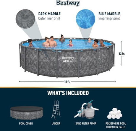 Bestway APX 365 18’x52″ Round Above Ground Swimming Pool Set with Pump & Ladder - Ezonesglobal - Buy at Wine Coolers Online