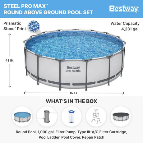 Bestway Steel Pro MAX 10 Foot x 30 Inch Round Metal Frame Above Ground Outdoor Backyard Swimming Pool Set with 330 GPH Filter Pump - Ezonesglobal - Buy at Wine Coolers Online