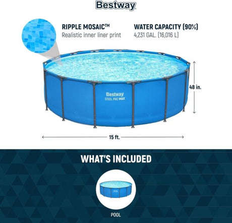 Bestway Steel Pro Max 15′ x 48″ Round Above Ground Pool Kit - Ezonesglobal - Buy at Wine Coolers Online