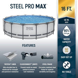 Bestway Steel Pro MAX 16 Foot x 48 Inch Round Metal Frame Above Ground Outdoor Swimming Pool Set - Ezonesglobal - Buy at Wine Coolers Online