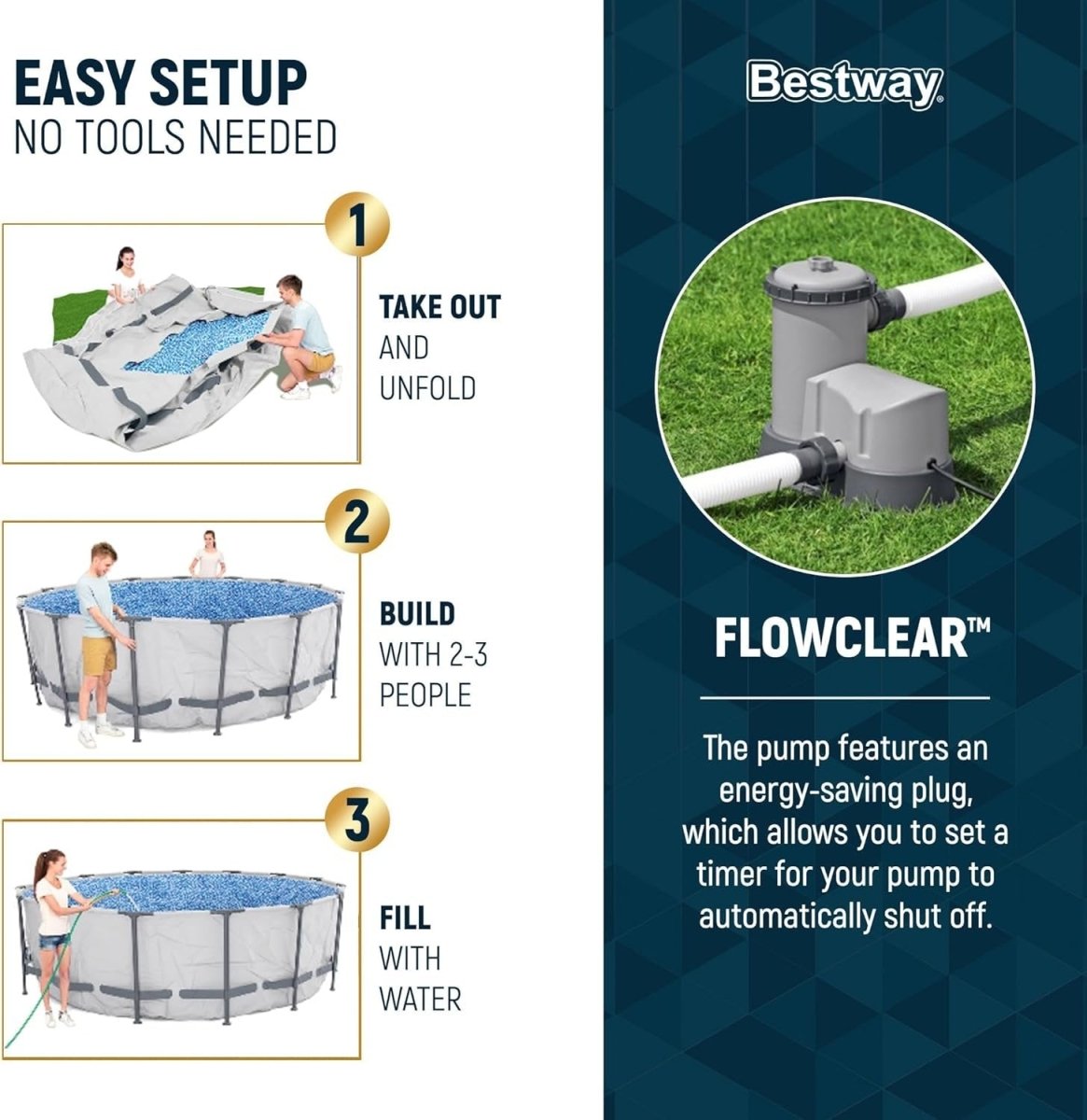 Bestway Steel Pro MAX 16 Foot x 48 Inch Round Metal Frame Above Ground Outdoor Swimming Pool Set - Ezonesglobal - Buy at Wine Coolers Online