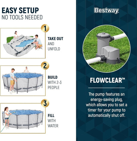 Bestway Steel Pro MAX 16 Foot x 48 Inch Round Metal Frame Above Ground Outdoor Swimming Pool Set - Ezonesglobal - Buy at Wine Coolers Online