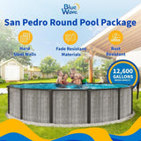 Blue Wave San Pedro 24 - ft Round 52 - in Deep 6 - in Top Rail Above Ground Steel Wall Swimming Pool - Ezonesglobal - Buy at Wine Coolers Online