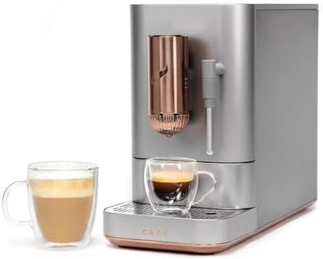 Café Affetto Automatic Espresso Machine + Milk Frother | Built - In & Adjustable Espresso Bean Grinder | One - Touch Brew in 90 Seconds | Steel Silver, 1.2 Liter, (C7CEBBS2RS3) - Ezonesglobal - Buy at Wine Coolers Online