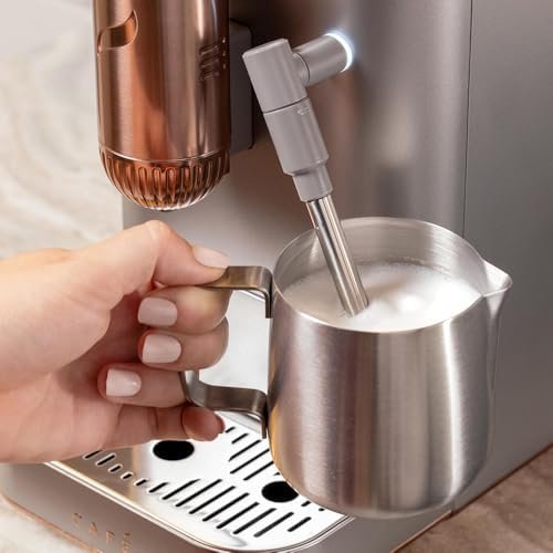 Café Affetto Automatic Espresso Machine + Milk Frother | Built - In & Adjustable Espresso Bean Grinder | One - Touch Brew in 90 Seconds | Steel Silver, 1.2 Liter, (C7CEBBS2RS3) - Ezonesglobal - Buy at Wine Coolers Online
