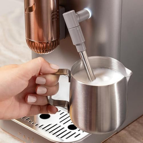 Café Affetto Automatic Espresso Machine + Milk Frother | Built - In & Adjustable Espresso Bean Grinder | One - Touch Brew in 90 Seconds | Steel Silver, 1.2 Liter, (C7CEBBS2RS3) - Ezonesglobal - Buy at Wine Coolers Online