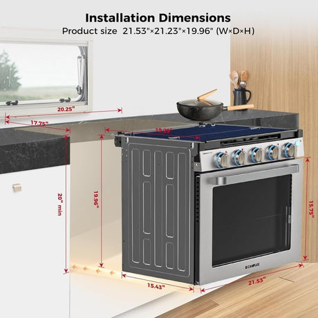 Camplux 21 Inches RV Stove Gas Range Oven 3 Burners Cooktop - Ezonesglobal - Buy at Wine Coolers Online