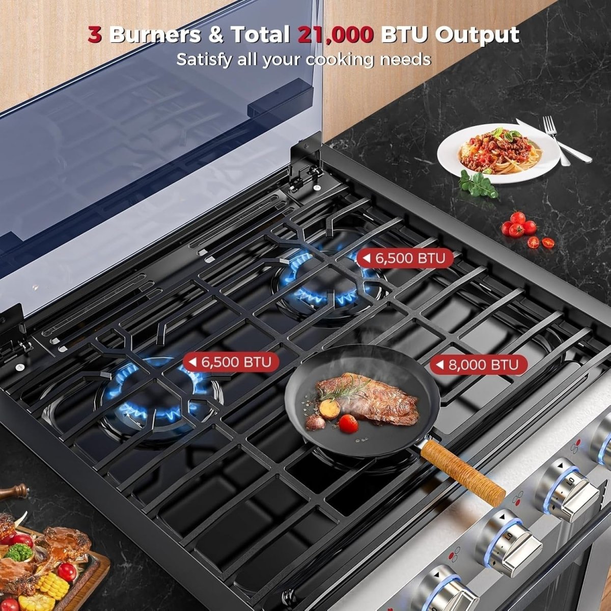 Camplux 21 Inches RV Stove Gas Range Oven 3 Burners Cooktop - Ezonesglobal - Buy at Wine Coolers Online