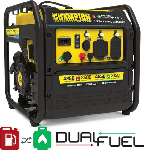 Champion 4250 - Watt Dual Fuel RV Ready Open Frame Inverter Generator - Ezonesglobal - Buy at Wine Coolers Online