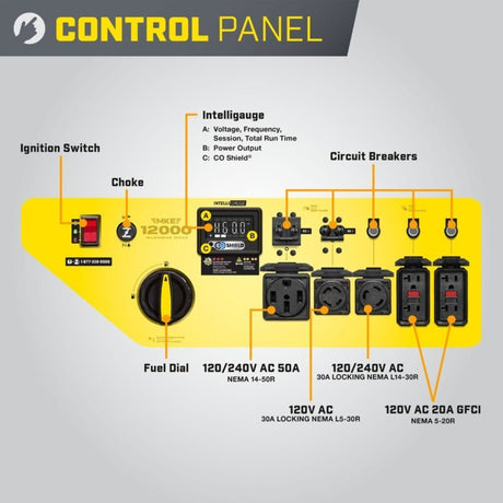 Champion Power Equipment 12,000 - Watt Electric Start Dual Fuel Home Backup Portable Generator with CO Shield - Ezonesglobal - Buy at Wine Coolers Online