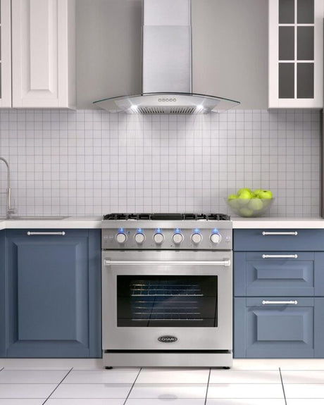 Cosmo 30 in. 4.5 Cu. Ft. Gas Range with 5 Sealed Burners, Convection Oven, - Ezonesglobal - Buy at Wine Coolers Online