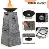 Costway 48 Inch Propane Fire Bowl Column with Lava Rocks and PVC Cover - Ezonesglobal - Buy at Wine Coolers Online